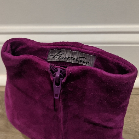 Kenneth Cole suede ruffle booties purple heels - Picture 8 of 8